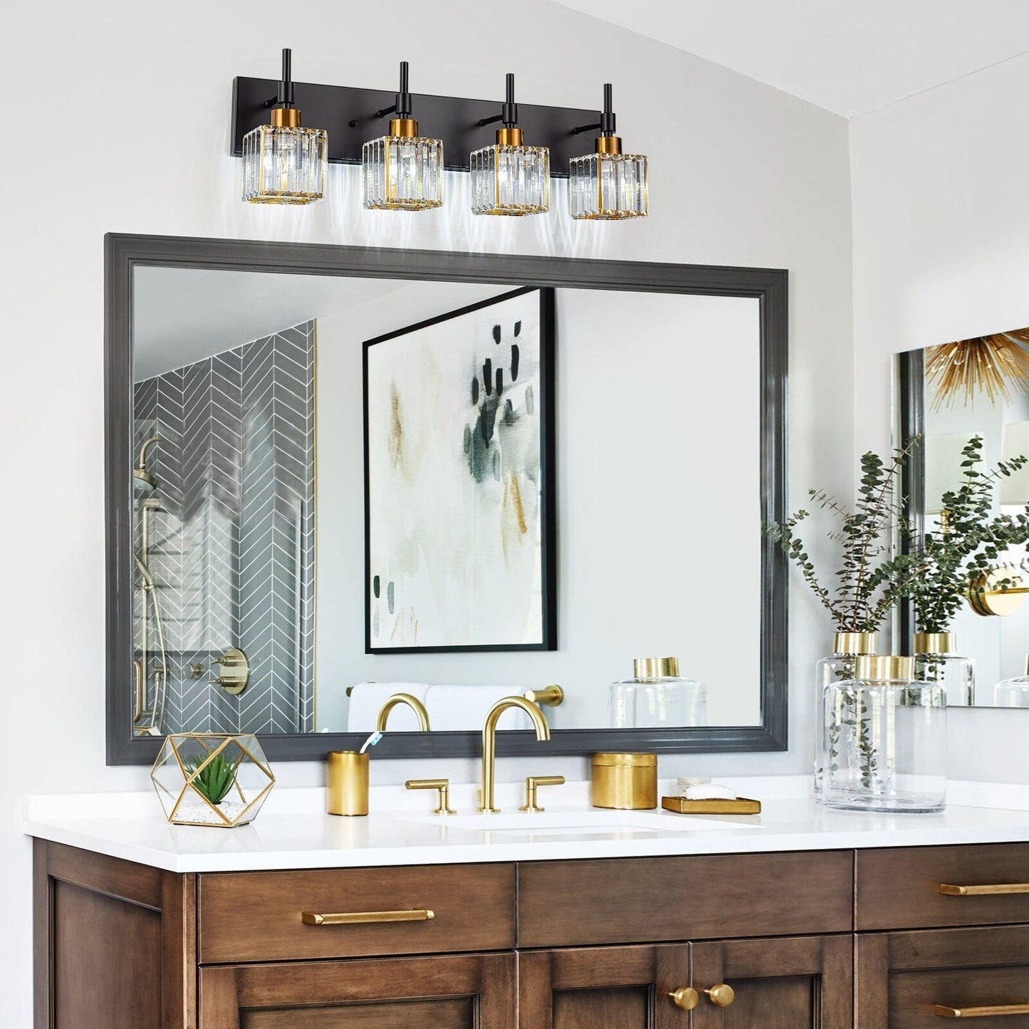 Ora - Lustres de salle de bain modernes à cristaux, à intensité variable, pour miroir, éclairage de vanité glamour