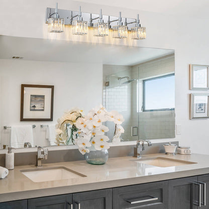 Ora - Lustres de salle de bain modernes à cristaux, à intensité variable, pour miroir, éclairage de vanité glamour