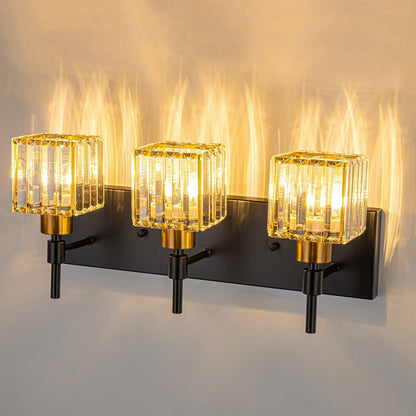 Ora - Lustres de salle de bain modernes à cristaux, à intensité variable, pour miroir, éclairage de vanité glamour