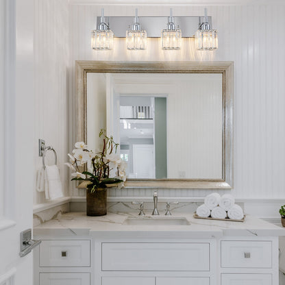 Ora - Lustres de salle de bain modernes à cristaux, à intensité variable, pour miroir, éclairage de vanité glamour