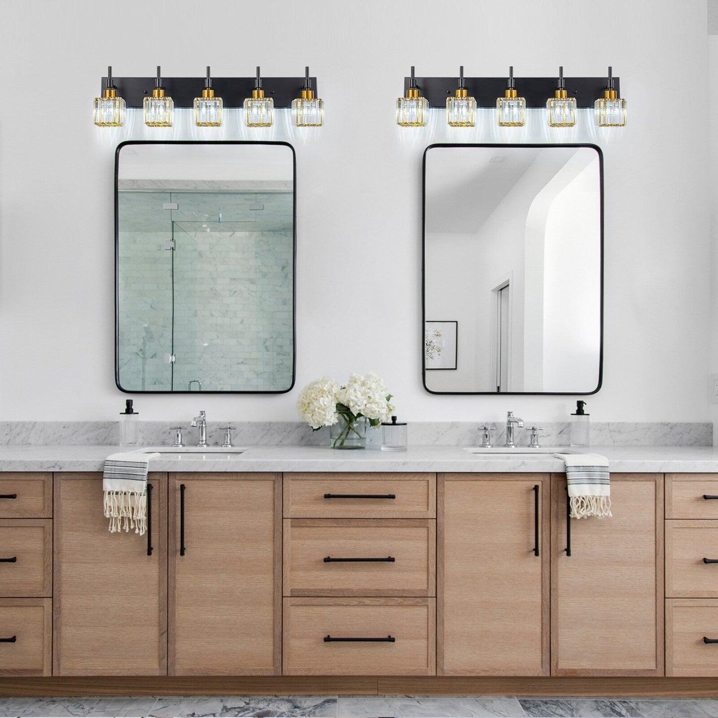 Ora - Lustres de salle de bain modernes à cristaux, à intensité variable, pour miroir, éclairage de vanité glamour