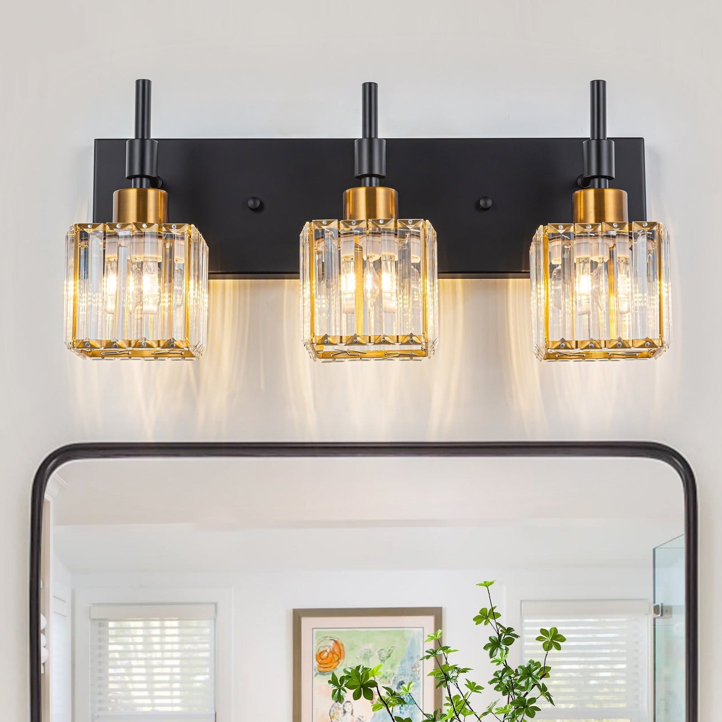 Ora - Lustres de salle de bain modernes à cristaux, à intensité variable, pour miroir, éclairage de vanité glamour