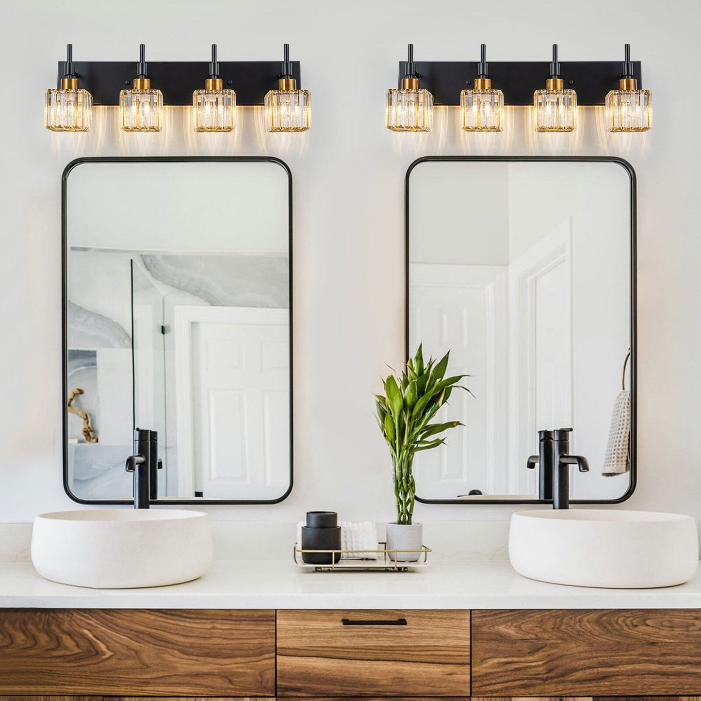 Ora - Lustres de salle de bain modernes à cristaux, à intensité variable, pour miroir, éclairage de vanité glamour