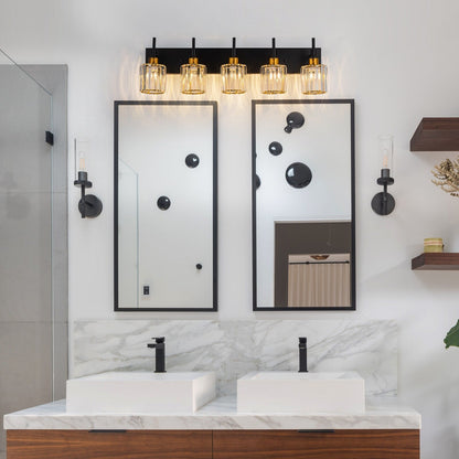 Appliques murales de salle de bain à cristaux, modernes, à intensité variable, avec abat-jours en cristal.