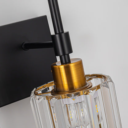 Appliques murales de salle de bain à cristaux, modernes, à intensité variable, avec abat-jours en cristal.