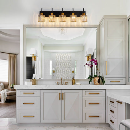 Appliques murales de salle de bain à cristaux, modernes, à intensité variable, avec abat-jours en cristal.