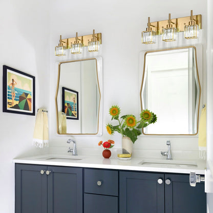 Ora - Lustres de salle de bain modernes à cristaux, à intensité variable, pour miroir, éclairage de vanité glamour