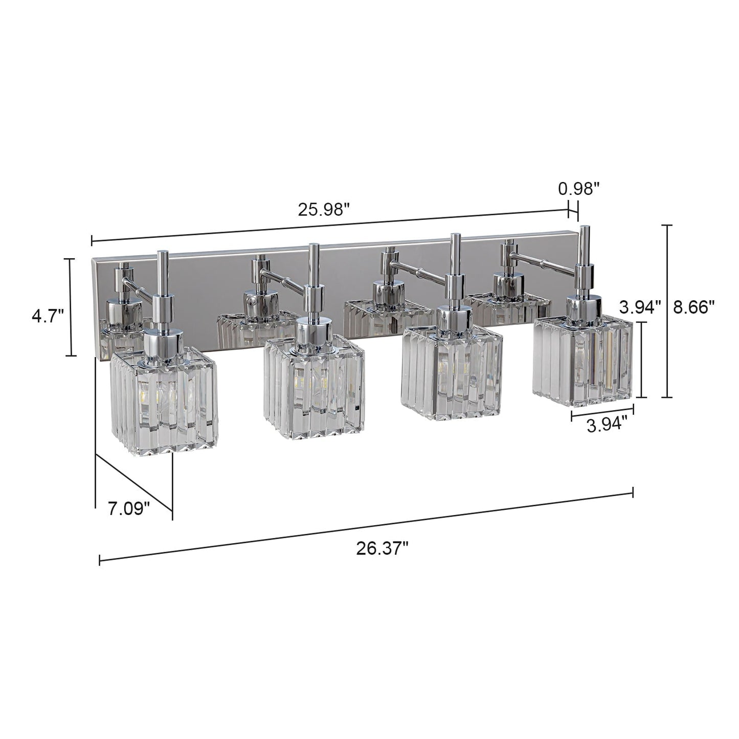 Ora - Lustres de salle de bain modernes à cristaux, à intensité variable, pour miroir, éclairage de vanité glamour