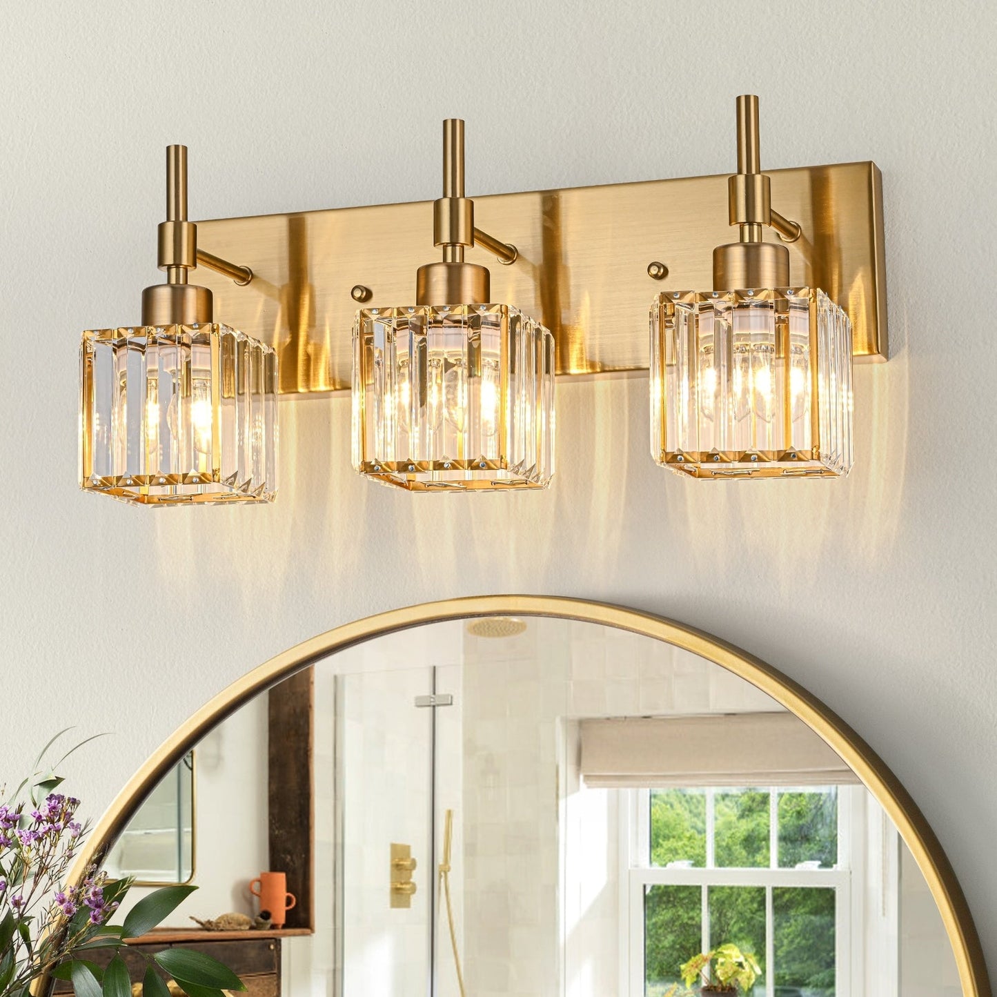 Ora - Lustres de salle de bain modernes à cristaux, à intensité variable, pour miroir, éclairage de vanité glamour