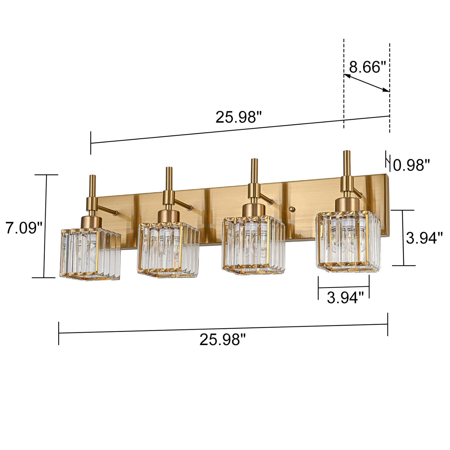 Ora - Lustres de salle de bain modernes à cristaux, à intensité variable, pour miroir, éclairage de vanité glamour