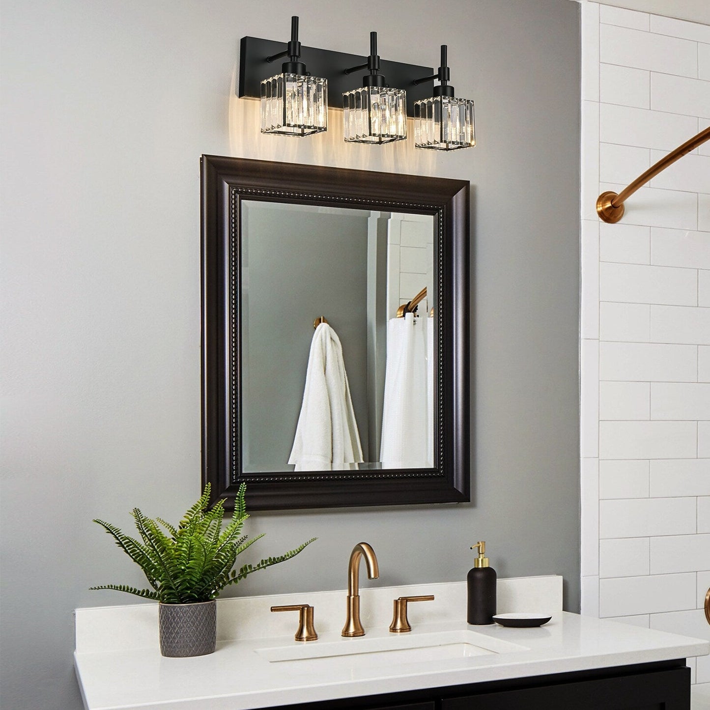 Ora - Lustres de salle de bain modernes à cristaux, à intensité variable, pour miroir, éclairage de vanité glamour