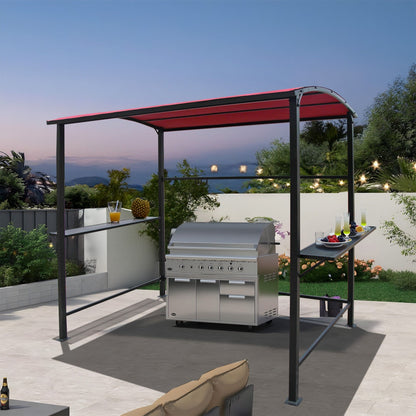 Abri de barbecue avec auvent, cadre en acier, 1,5 m x 2,4 m (5 pi x 8 pi) pour extérieur