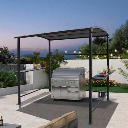 Abri de barbecue avec auvent, cadre en acier, 1,5 m x 2,4 m (5 pi x 8 pi) pour extérieur