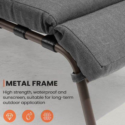 Chaise longue de jardin réglable avec coussin pour extérieur, pour terrasse, plage ou bord de piscine