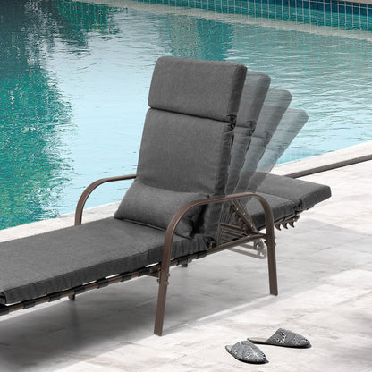 Chaise longue de jardin réglable avec coussin pour extérieur, pour terrasse, plage ou bord de piscine