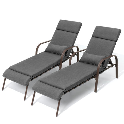 Chaise longue de jardin réglable avec coussin pour extérieur, pour terrasse, plage ou bord de piscine