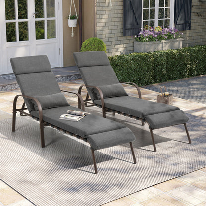 Chaise longue de jardin réglable avec coussin pour extérieur, pour terrasse, plage ou bord de piscine