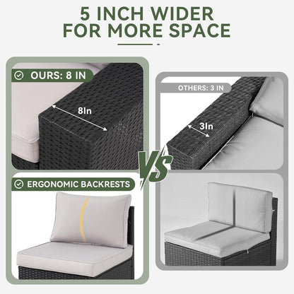 Ensembles de meubles de patio d'extérieur avec coussins épais de 4 pouces