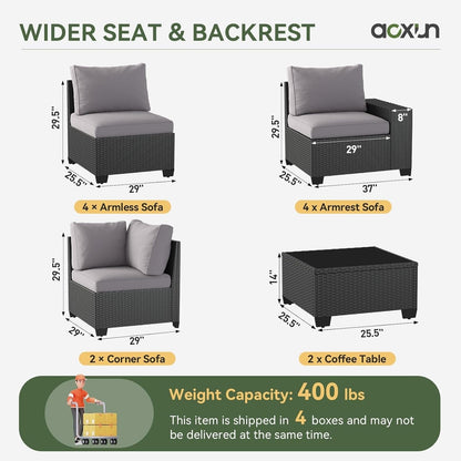 Ensembles de meubles de patio d'extérieur avec coussins épais de 4 pouces