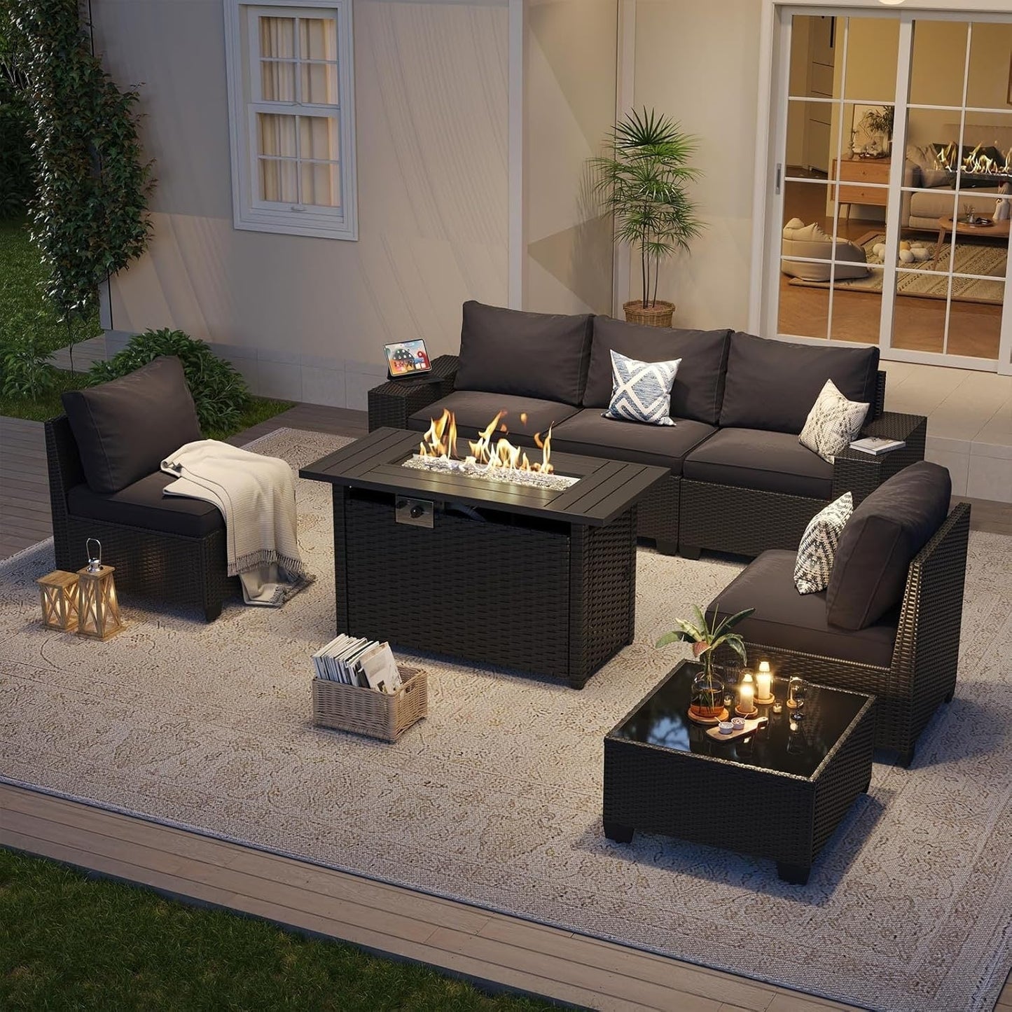 Ensembles de meubles de patio d'extérieur avec coussins épais de 4 pouces