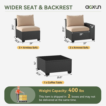 Ensembles de meubles de patio d'extérieur avec coussins épais de 4 pouces