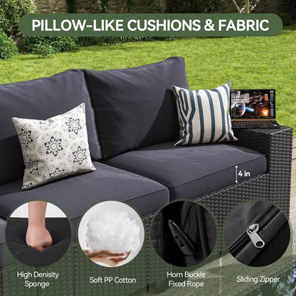Ensembles de meubles de patio d'extérieur avec coussins épais de 4 pouces