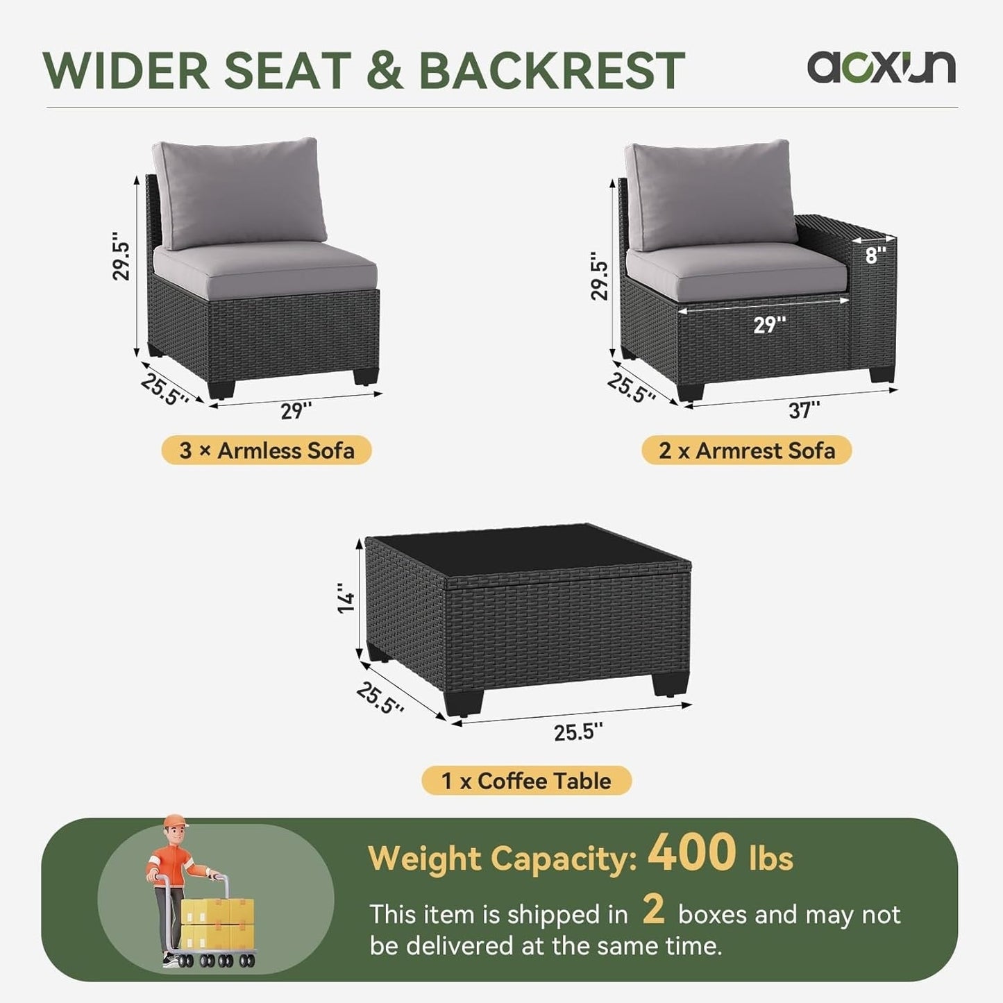 Ensembles de meubles de patio d'extérieur avec coussins épais de 4 pouces