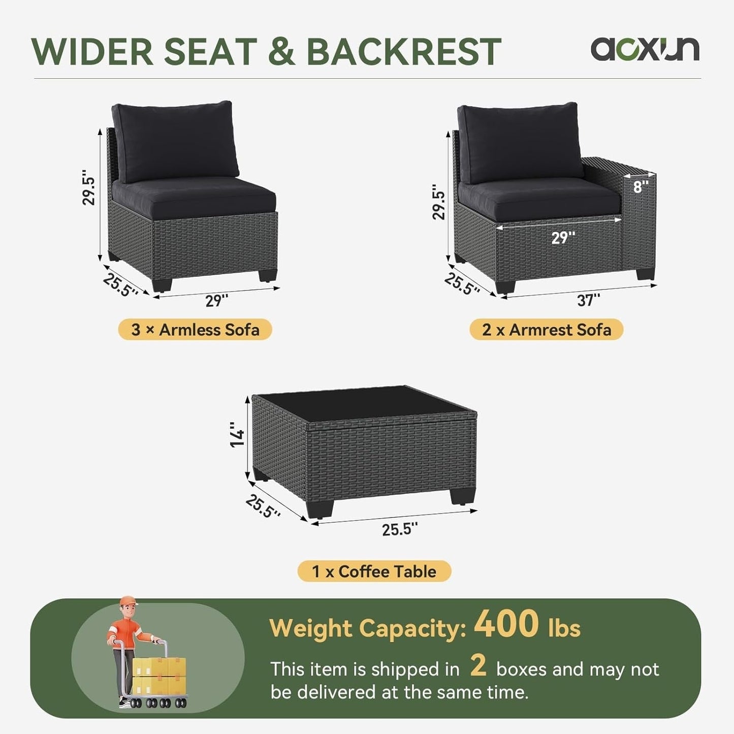 Ensembles de meubles de patio d'extérieur avec coussins épais de 4 pouces