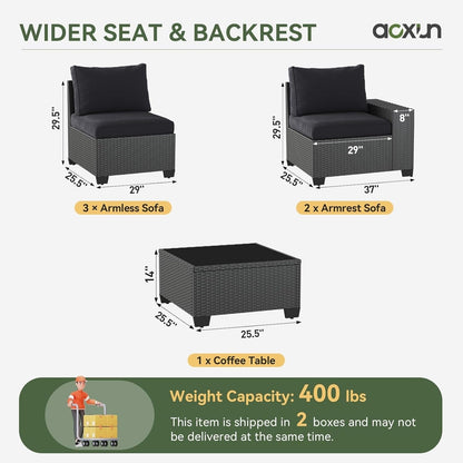 Ensembles de meubles de patio d'extérieur avec coussins épais de 4 pouces