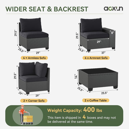 Ensembles de meubles de patio d'extérieur avec coussins épais de 4 pouces