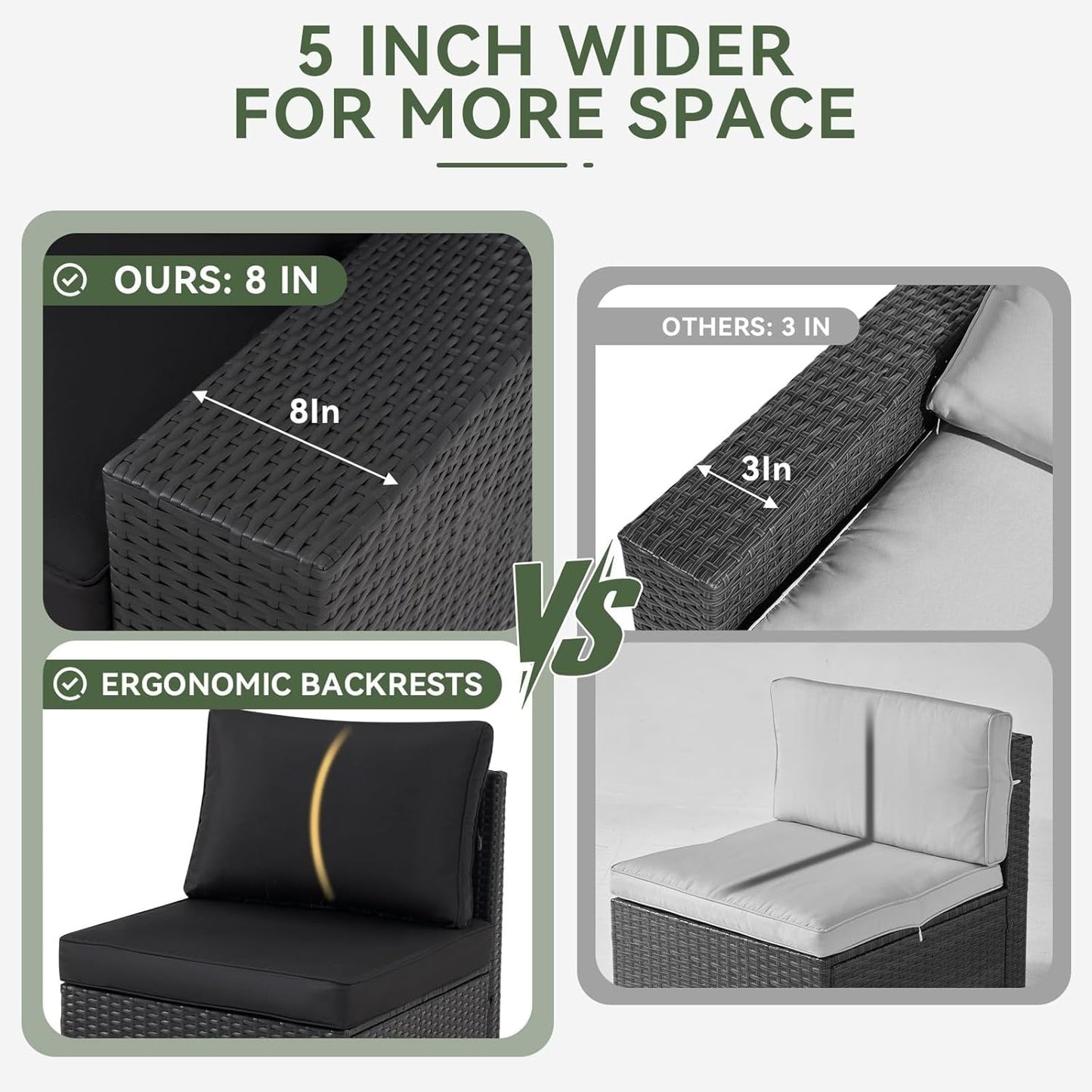 Ensembles de meubles de patio d'extérieur avec coussins épais de 4 pouces