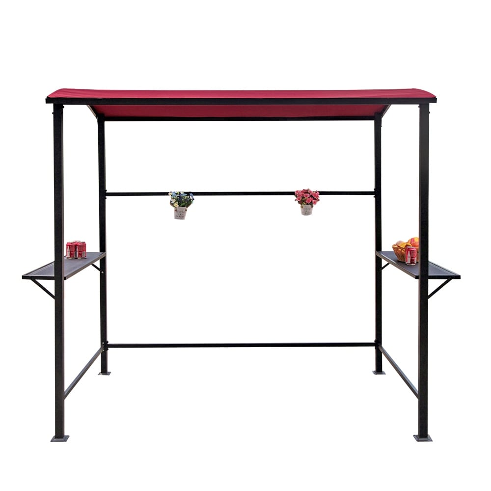 Abri de barbecue avec auvent, cadre en acier, 1,5 m x 2,4 m (5 pi x 8 pi) pour extérieur