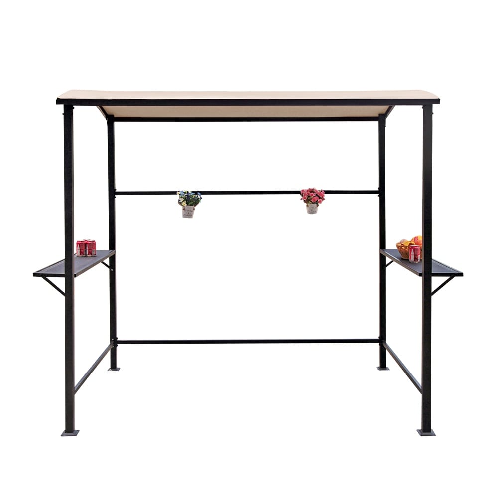 Abri de barbecue avec auvent, cadre en acier, 1,5 m x 2,4 m (5 pi x 8 pi) pour extérieur
