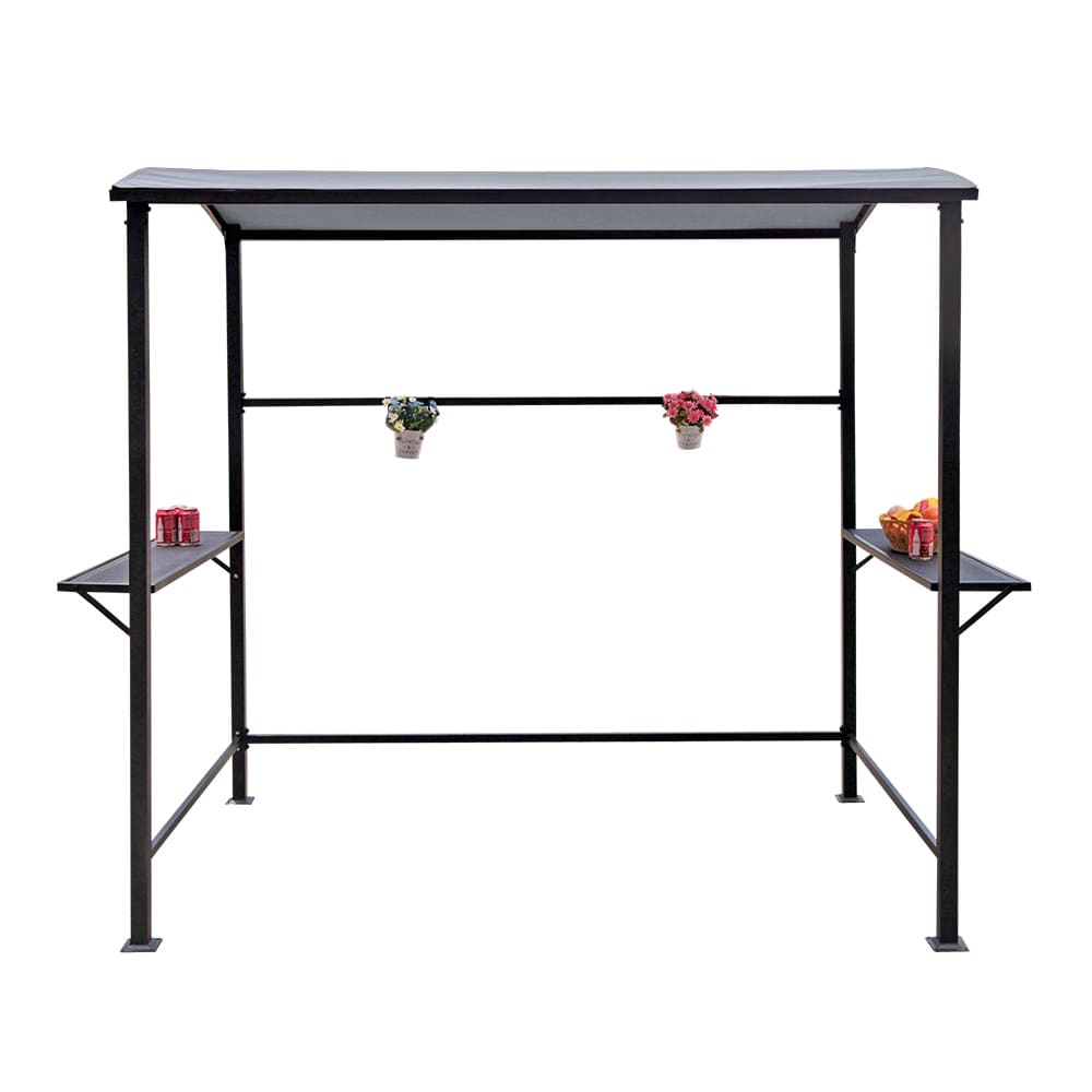 Abri de barbecue avec auvent, cadre en acier, 1,5 m x 2,4 m (5 pi x 8 pi) pour extérieur