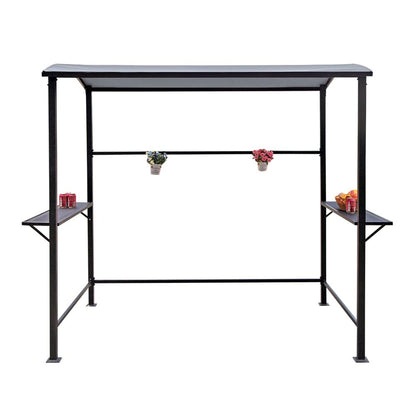Abri de barbecue avec auvent, cadre en acier, 1,5 m x 2,4 m (5 pi x 8 pi) pour extérieur