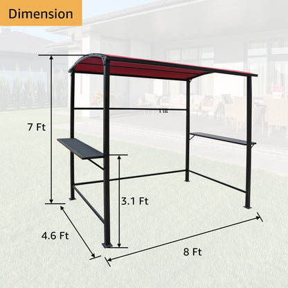 Abri de barbecue avec auvent, cadre en acier, 1,5 m x 2,4 m (5 pi x 8 pi) pour extérieur