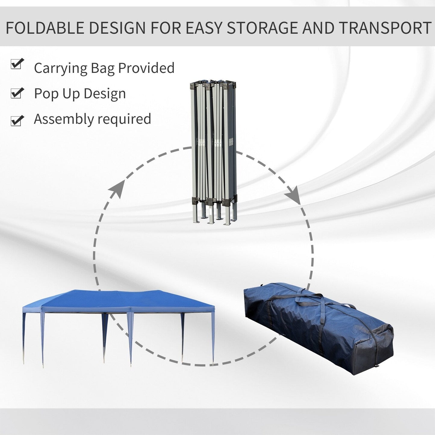 Caravane Pop-up Outsunny robuste avec cadre solide, toit pare-UV, sac de transport pour patio, jardin, plage, arrière-cour