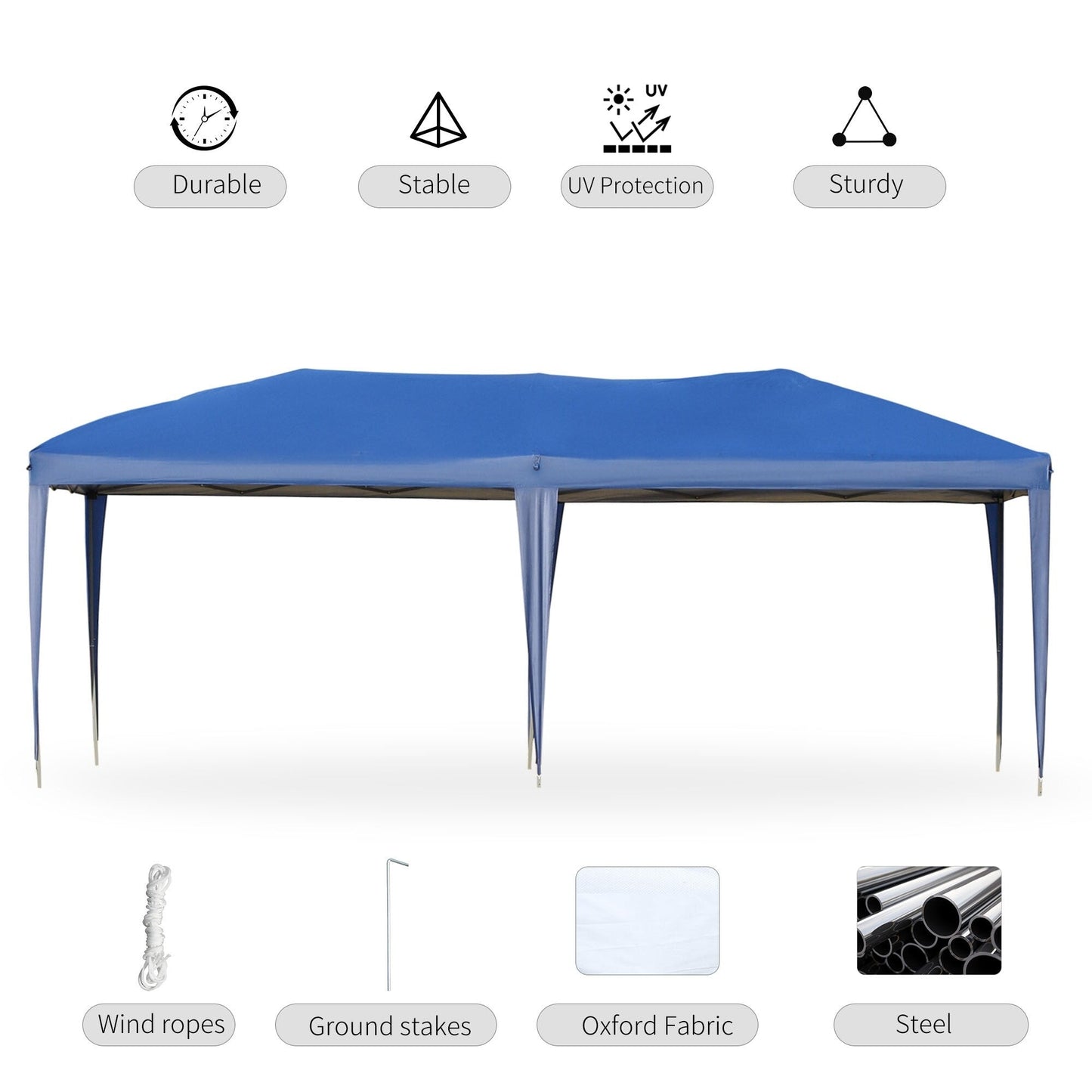 Caravane Pop-up Outsunny robuste avec cadre solide, toit pare-UV, sac de transport pour patio, jardin, plage, arrière-cour