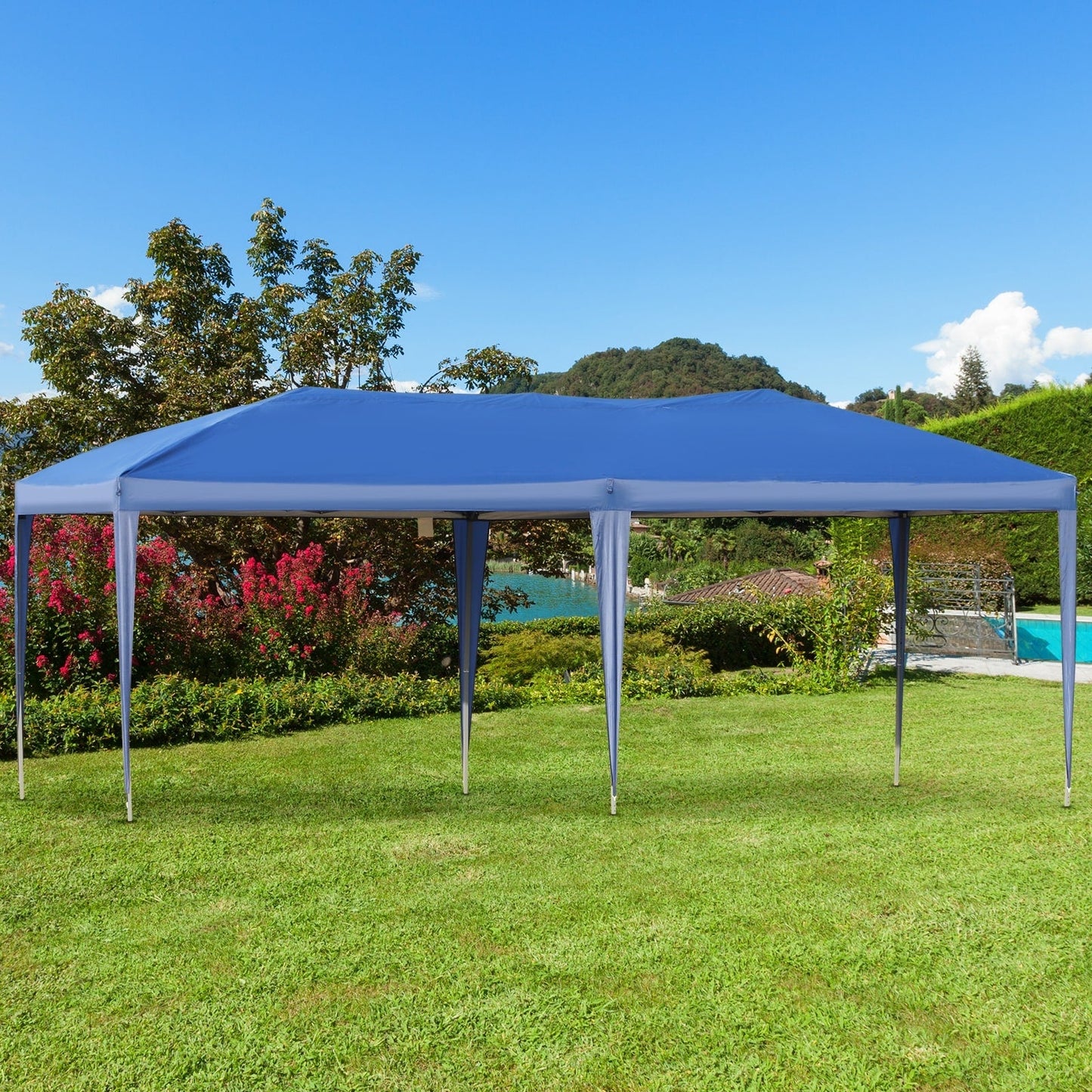 Caravane Pop-up Outsunny robuste avec cadre solide, toit pare-UV, sac de transport pour patio, jardin, plage, arrière-cour