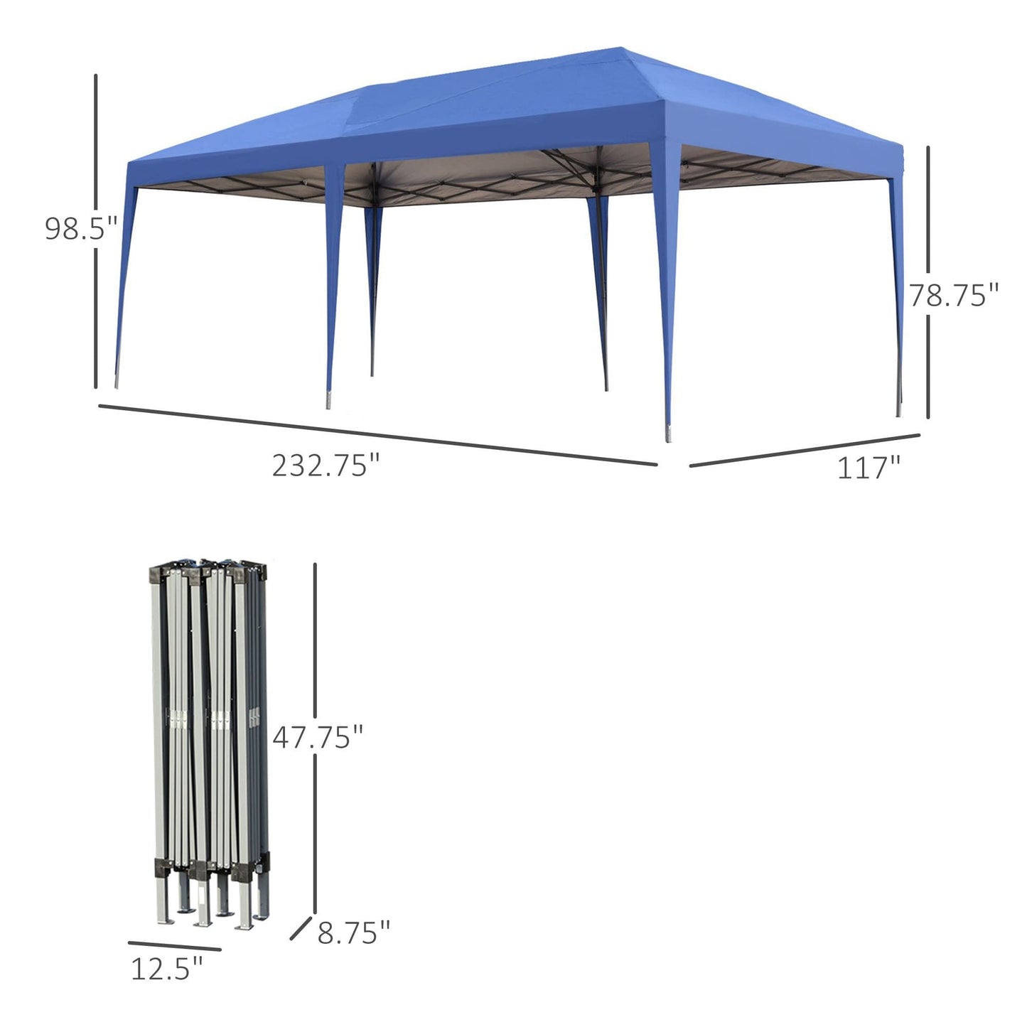 Caravane Pop-up Outsunny robuste avec cadre solide, toit pare-UV, sac de transport pour patio, jardin, plage, arrière-cour