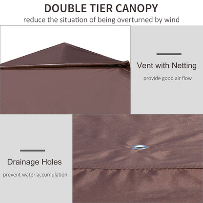 Outsunny Tente instantanée pliable avec auvent pare-soleil à ouverture rapide, 3,6 m x 3,6 m, avec moustiquaire latérale et hauteur réglable sur 3 niveaux.