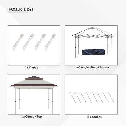 Outsunny Tente instantanée pliable avec auvent pare-soleil à ouverture rapide, 3,6 m x 3,6 m, avec moustiquaire latérale et hauteur réglable sur 3 niveaux.
