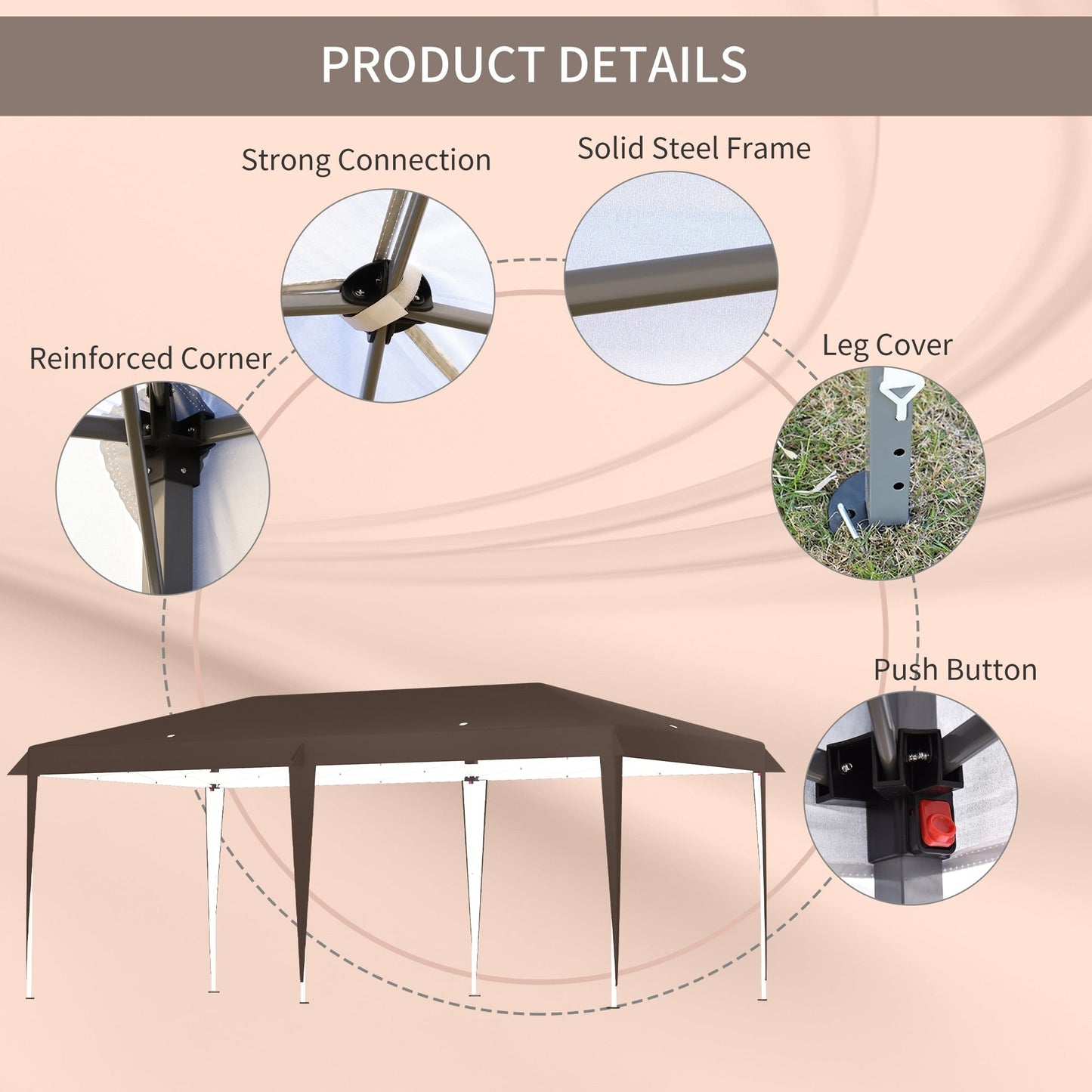 Caravane Pop-up Outsunny robuste avec cadre solide, toit pare-UV, sac de transport pour patio, jardin, plage, arrière-cour