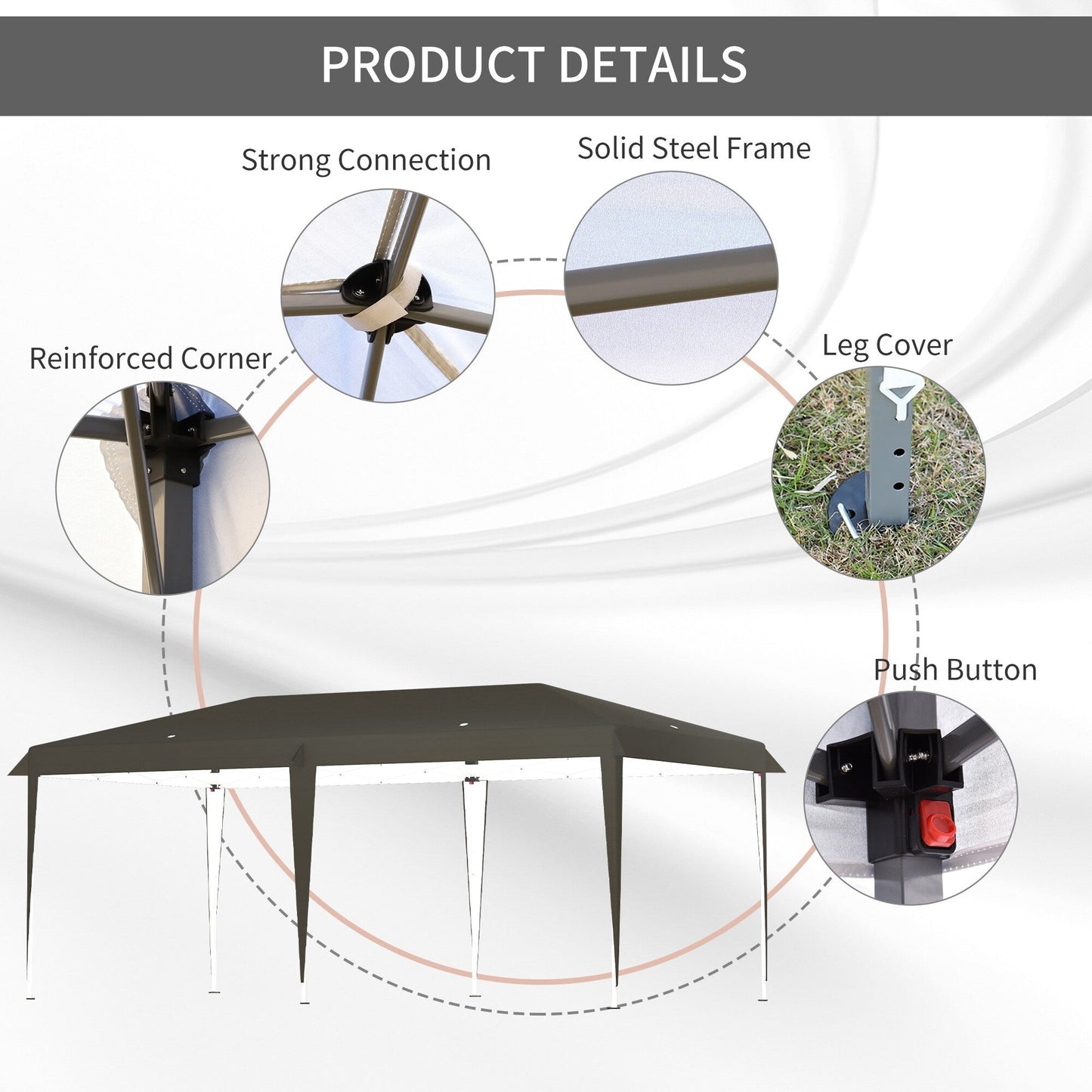 Caravane Pop-up Outsunny robuste avec cadre solide, toit pare-UV, sac de transport pour patio, jardin, plage, arrière-cour