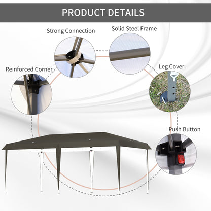 Caravane Pop-up Outsunny robuste avec cadre solide, toit pare-UV, sac de transport pour patio, jardin, plage, arrière-cour