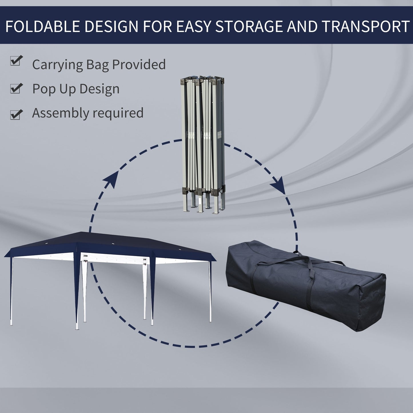 Caravane Pop-up Outsunny robuste avec cadre solide, toit pare-UV, sac de transport pour patio, jardin, plage, arrière-cour
