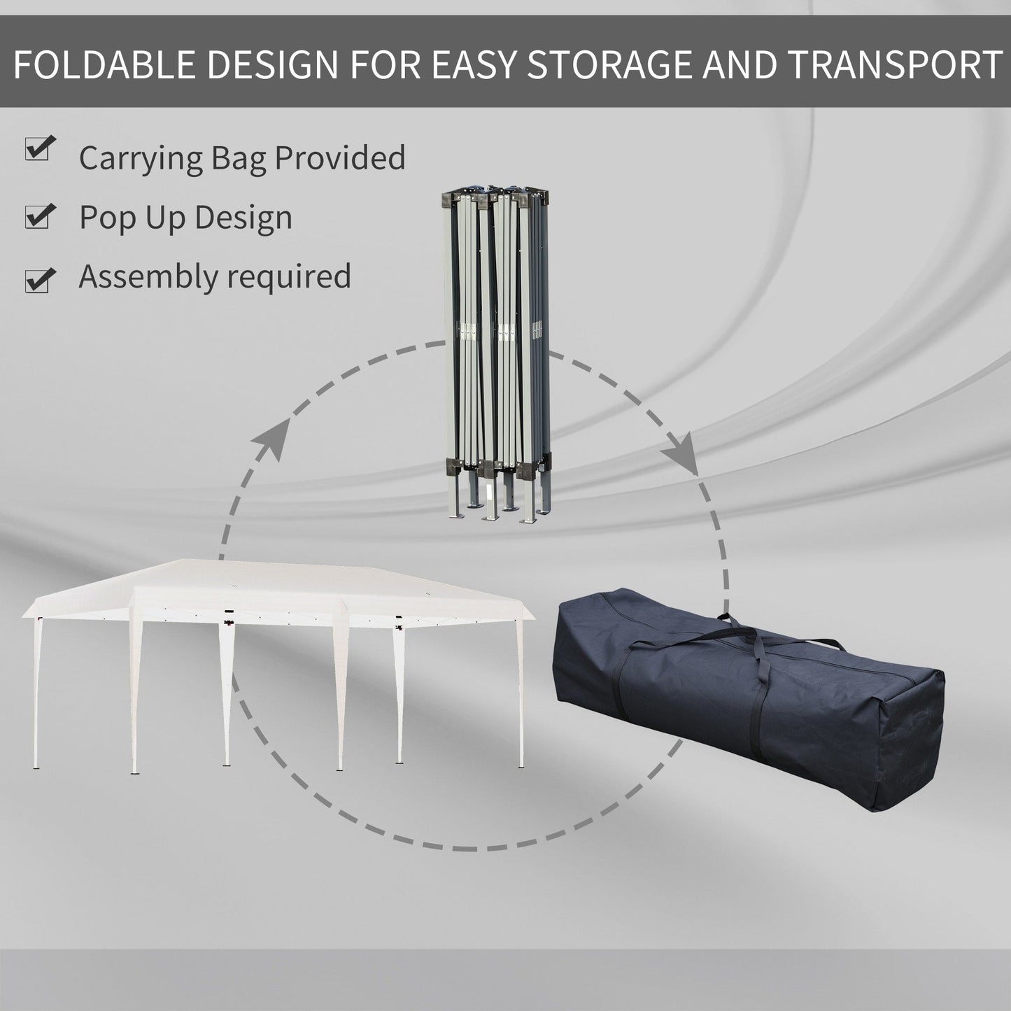 Caravane Pop-up Outsunny robuste avec cadre solide, toit pare-UV, sac de transport pour patio, jardin, plage, arrière-cour