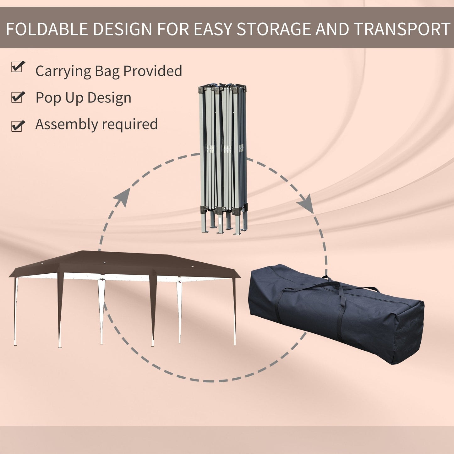 Caravane Pop-up Outsunny robuste avec cadre solide, toit pare-UV, sac de transport pour patio, jardin, plage, arrière-cour