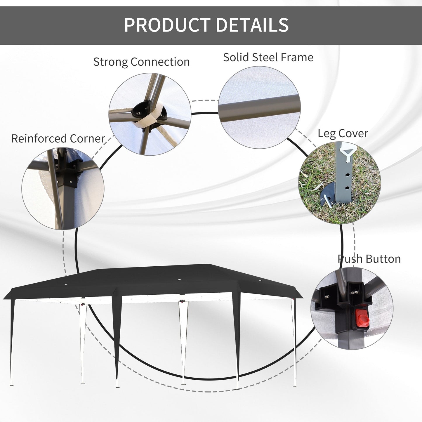 Caravane Pop-up Outsunny robuste avec cadre solide, toit pare-UV, sac de transport pour patio, jardin, plage, arrière-cour