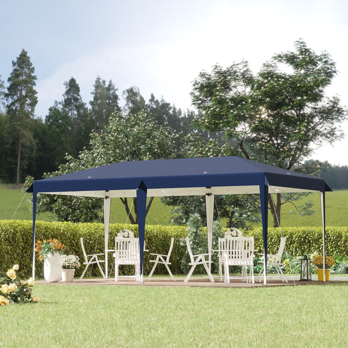 Caravane Pop-up Outsunny robuste avec cadre solide, toit pare-UV, sac de transport pour patio, jardin, plage, arrière-cour